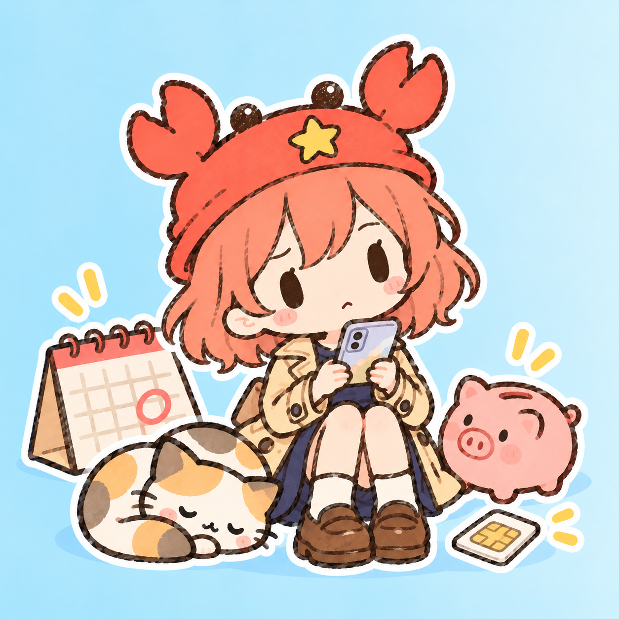 スマホで手続き内容を確認するイラスト