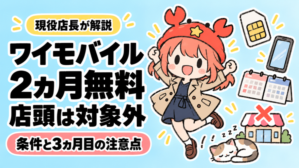 ワイモバイルの2ヵ月無料お試しは店頭だと対象外になることを解説する現役店長のアイキャッチ